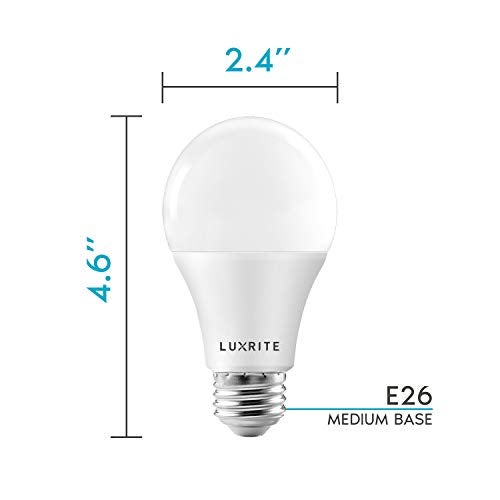 LUXRITE A19 LED Light Bulbs 100 Watt Equivalent Dimmable, 3000K Soft White, 1600 Lumens, Enclosed Fixture Rated, Standard LED Bulbs 15W, Energy Star, E26 Medium Base - Indoor and Outdoor (4 Pack) - Image 4