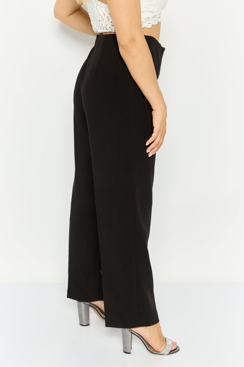 VERO MODA Women Regular Fit 34 Inseam Plain Straight Leg Pants, Black - Image 3