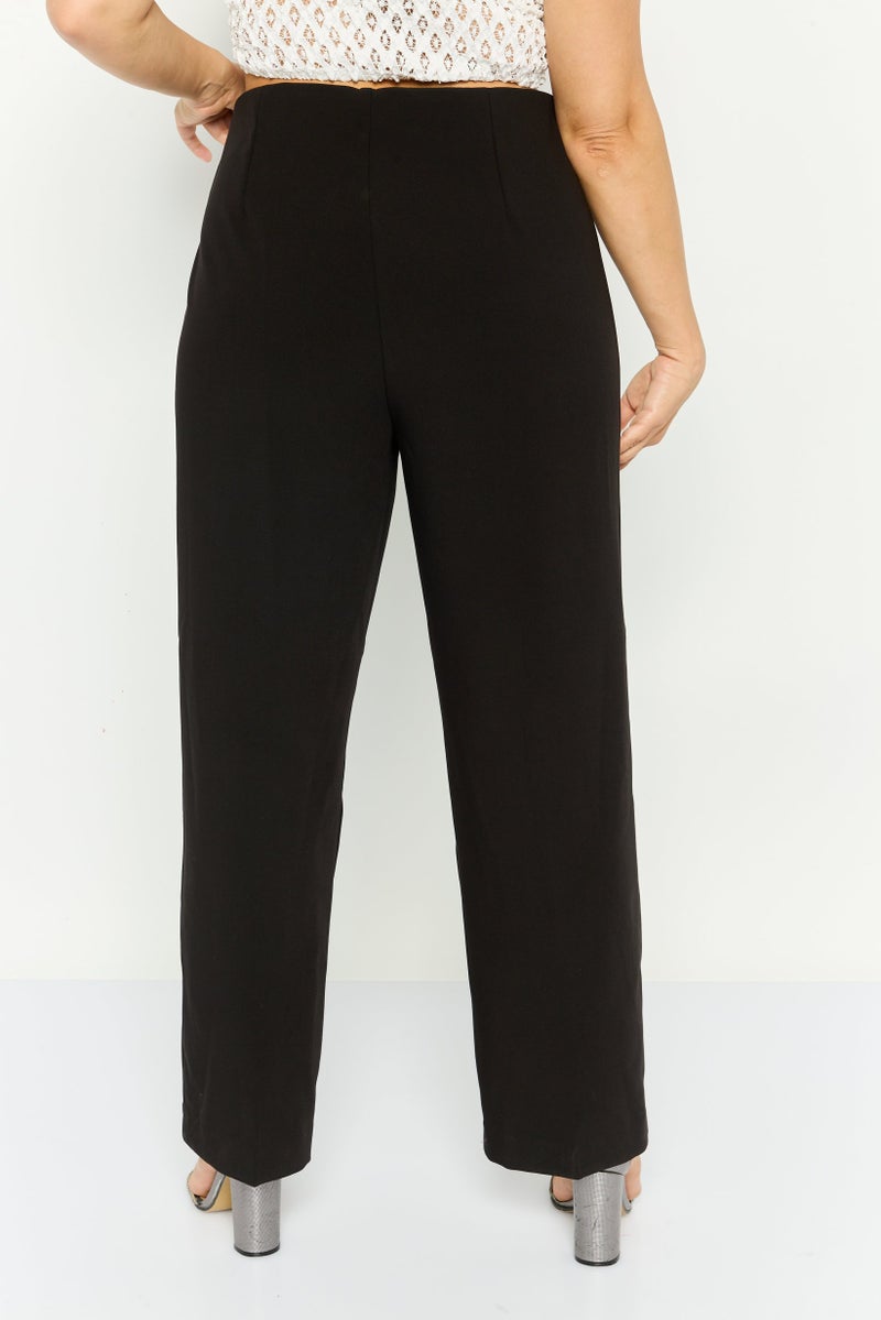 VERO MODA Women Regular Fit 34 Inseam Plain Straight Leg Pants, Black - Image 4