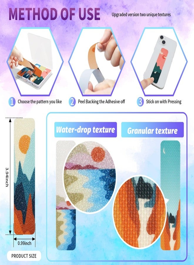 TOEMUR 48 Pieces Calm Strips Anxiety Sensory Stickers with Storage Box 2 Textured Surface Adhesives Fidget Strips for Office & Classroom Desk Relieve Adult & Teen Stress (Landscape Style) - Image 2