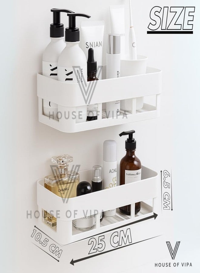 Celvee Bathroom Shelf Without Drill, Adhesive Wall Organiser, Waterproof, Rust-Free, 2 Shelves and 2 Soap Dish, for Kitchen and Washbasin - Image 3