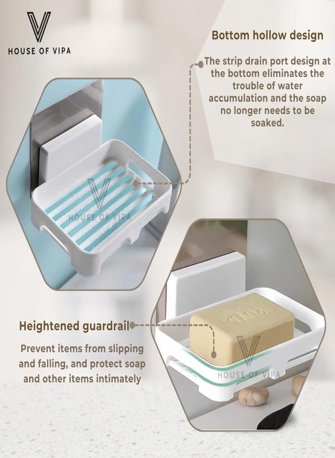 Celvee Bathroom Shelf Without Drill, Adhesive Wall Organiser, Waterproof, Rust-Free, 2 Shelves and 2 Soap Dish, for Kitchen and Washbasin - Image 5