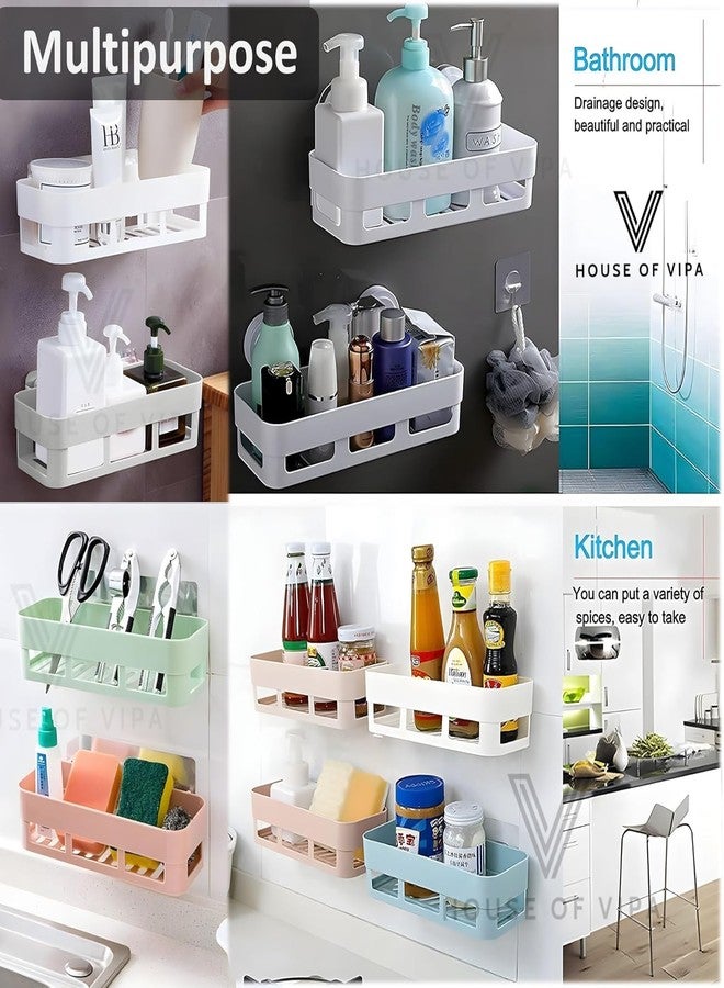 Celvee Bathroom Shelf Without Drill, Adhesive Wall Organiser, Waterproof, Rust-Free, 2 Shelves and 2 Soap Dish, for Kitchen and Washbasin - Image 4