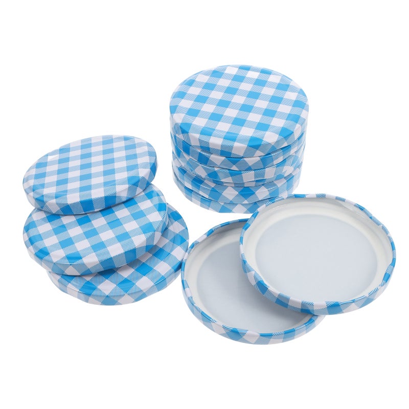 50PCS Jam Jars Lids Checked Plaid Jar Lids Regular Mouth Canning Jelly Replacement off for Canning 7.7cm - Image 4