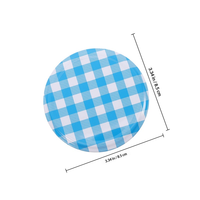 50PCS Jam Jars Lids Checked Plaid Jar Lids Regular Mouth Canning Jelly Replacement off for Canning 7.7cm - Image 2