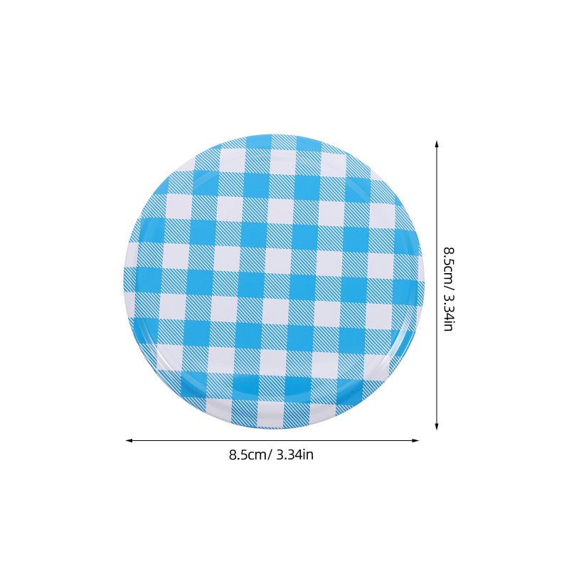 50PCS Jam Jars Lids Checked Plaid Jar Lids Regular Mouth Canning Jelly Replacement off for Canning 7.7cm - Image 3