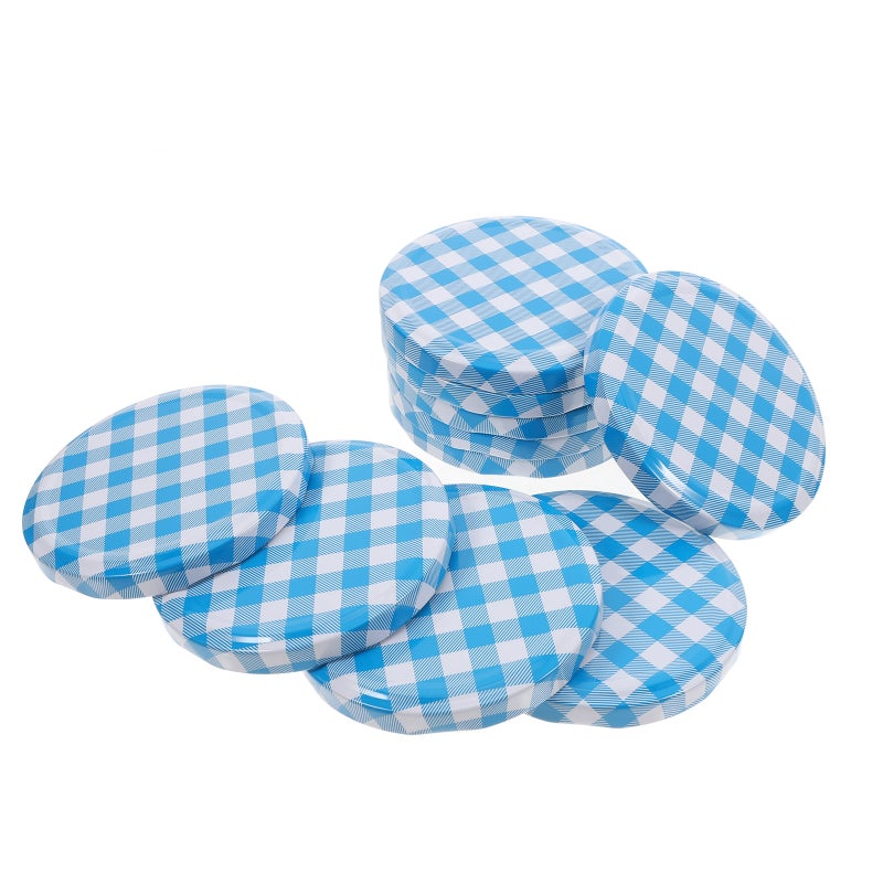50PCS Jam Jars Lids Checked Plaid Jar Lids Regular Mouth Canning Jelly Replacement off for Canning 7.7cm - Image 5