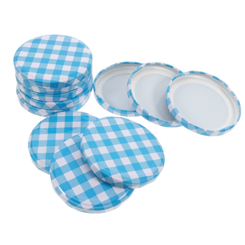 50PCS Jam Jars Lids Checked Plaid Jar Lids Regular Mouth Canning Jelly Replacement off for Canning 7.7cm - Image 1