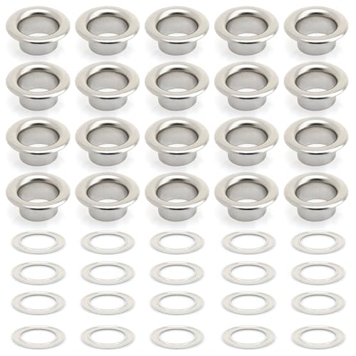 CRAFTMEMORE 5/16" (8MM) Hole 100 Sets Grommets Eyelets with Washers for Shoes, Bead Cores, Clothes, Leather, Canvas (Silver) - Image 1