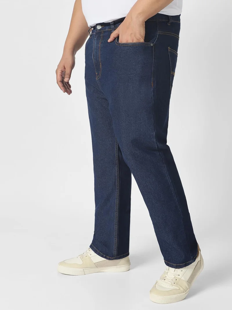 Urbano Fashion  Urbano Plus Men's Blue Regular Fit Solid Jeans Stretchable  | Best Price UAE