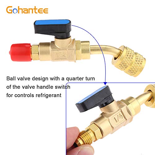 gohantee R410a Air Conditioner Ball Valve, 1/4" SAE Adapter HVAC A/C Angled SHUT-OFF Ball Valve for R22 R12 Refrigerant Brass Adapter - Image 5