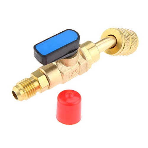 gohantee R410a Air Conditioner Ball Valve, 1/4" SAE Adapter HVAC A/C Angled SHUT-OFF Ball Valve for R22 R12 Refrigerant Brass Adapter - Image 1