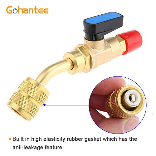 gohantee R410a Air Conditioner Ball Valve, 1/4" SAE Adapter HVAC A/C Angled SHUT-OFF Ball Valve for R22 R12 Refrigerant Brass Adapter - Image 4
