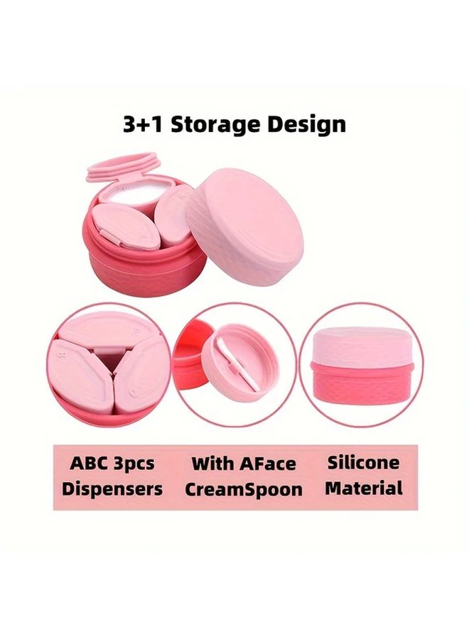Silicone Travel Dispenser Cosmetic Container With Purple Squeeze Lid Multi Compartment For Eye Cream Serum And Oil Leak Proof Shampoo Bottle Portable On The Go Skincare Travel Accessory - Image 3