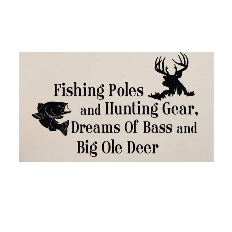 ESH7 35x57cm Country Deer Wall Decals Quotes Fishing Poles and Hunting GEA Wall Stickers for Kids Room Nursery Bedroom Decor