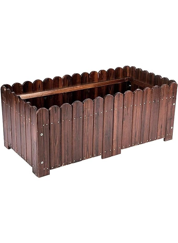 LINGWEI Wooden Flower Pot With Two Basket Garden Decoration Flower Container With Two WheelsWooden Flower Pot With Two Basket Garden Decoration Flower Container With Two Wheels - Image 2