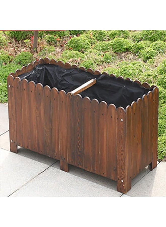 LINGWEI Wooden Flower Pot With Two Basket Garden Decoration Flower Container With Two WheelsWooden Flower Pot With Two Basket Garden Decoration Flower Container With Two Wheels - Image 5