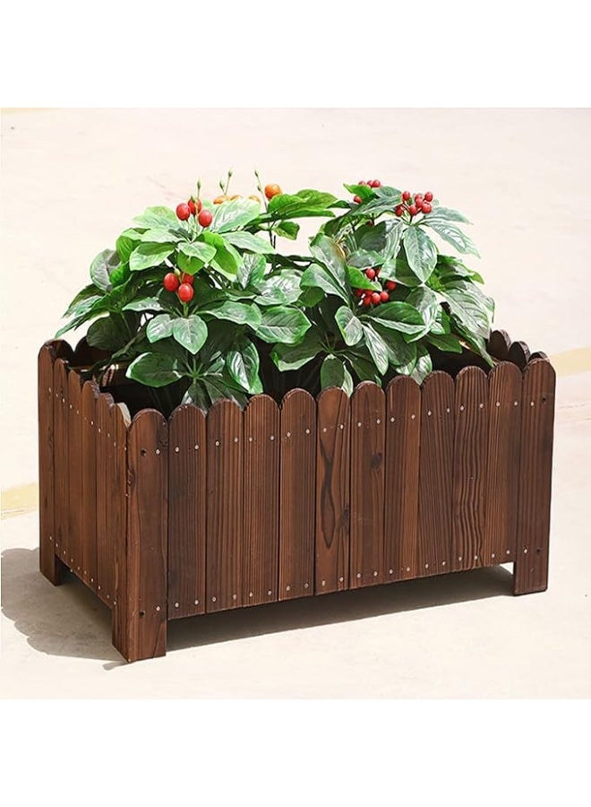 LINGWEI Wooden Flower Pot With Two Basket Garden Decoration Flower Container With Two WheelsWooden Flower Pot With Two Basket Garden Decoration Flower Container With Two Wheels - Image 4
