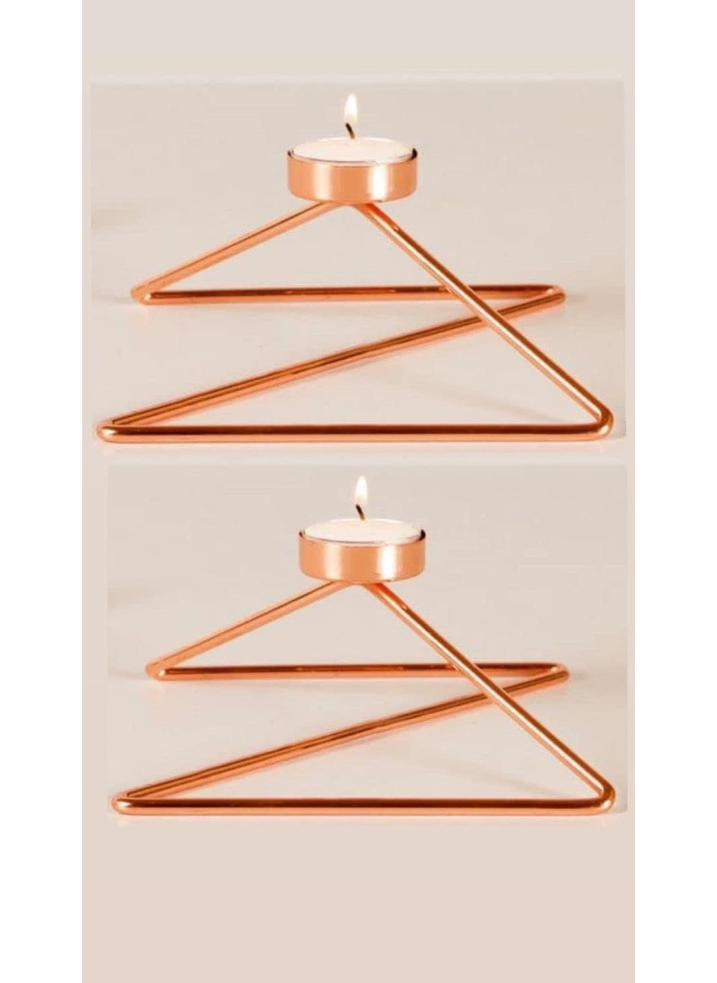 UPSTYLE UpStyle Decorative Metal Candle Holder - Rings Design Candle Stand - Set of 2  - Image 1