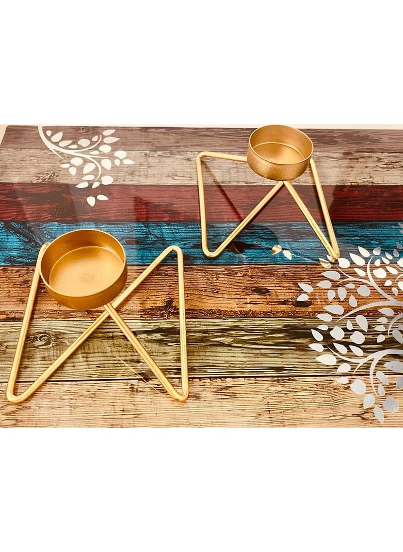 UPSTYLE UpStyle Decorative Metal Candle Holder - Rings Design Candle Stand - Set of 2  - Image 4