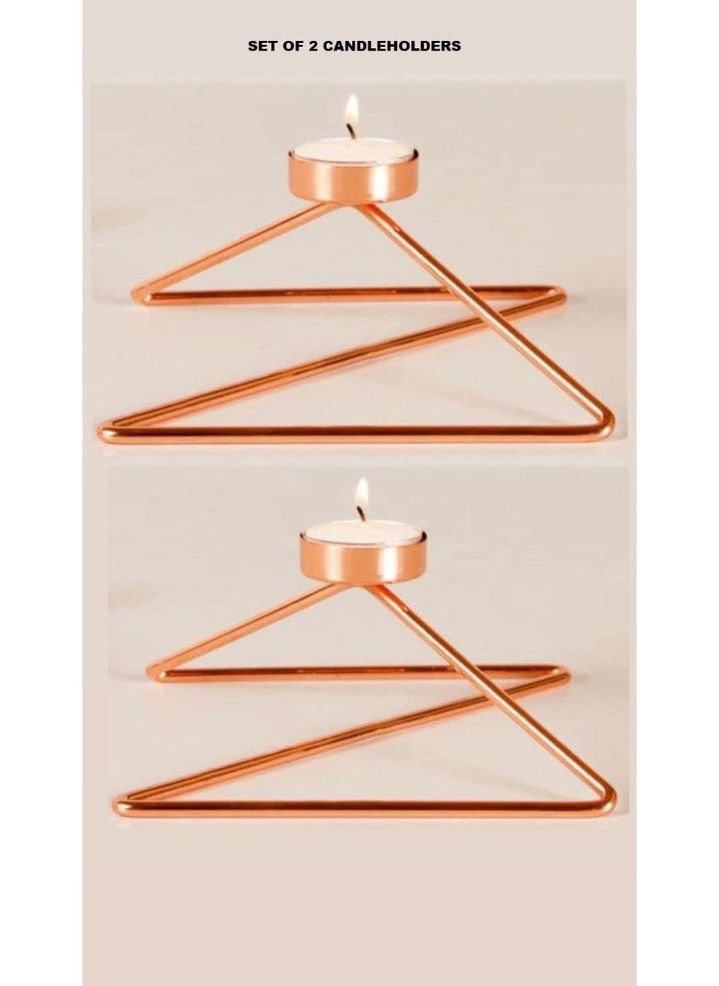 UPSTYLE UpStyle Decorative Metal Candle Holder - Rings Design Candle Stand - Set of 2  - Image 3