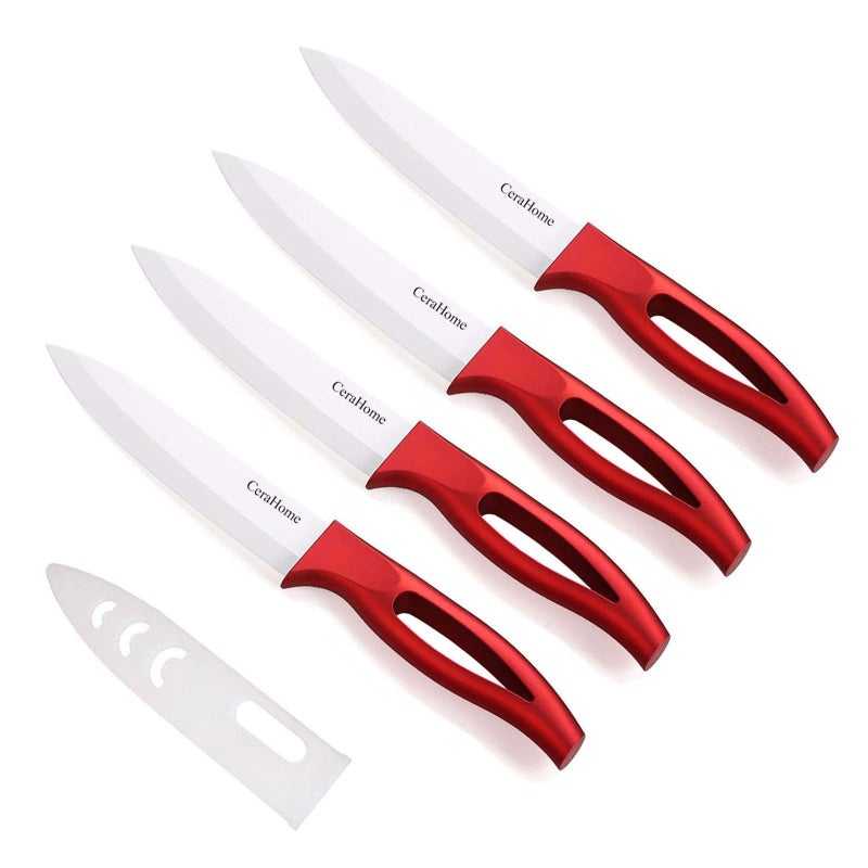 Cerahome Ceramic knife, Ceramic kitchen Knife Set with Sheath Super Sharp Kitchen Knives 5inch Fruit Knife(Red) - Image 1