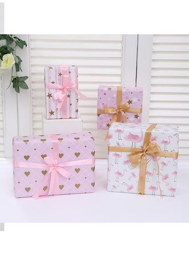4 Sheets Gift Wrapping Paper With Accessories,Holiday Gift Wrapping Paper,Birthday Gift Box Gift Wrapping DIY, Gift Wrapping Paper for Birthday, Holiday, Wedding, Party,Kids Gift Wrapping (70cmX50cm) - Image 2