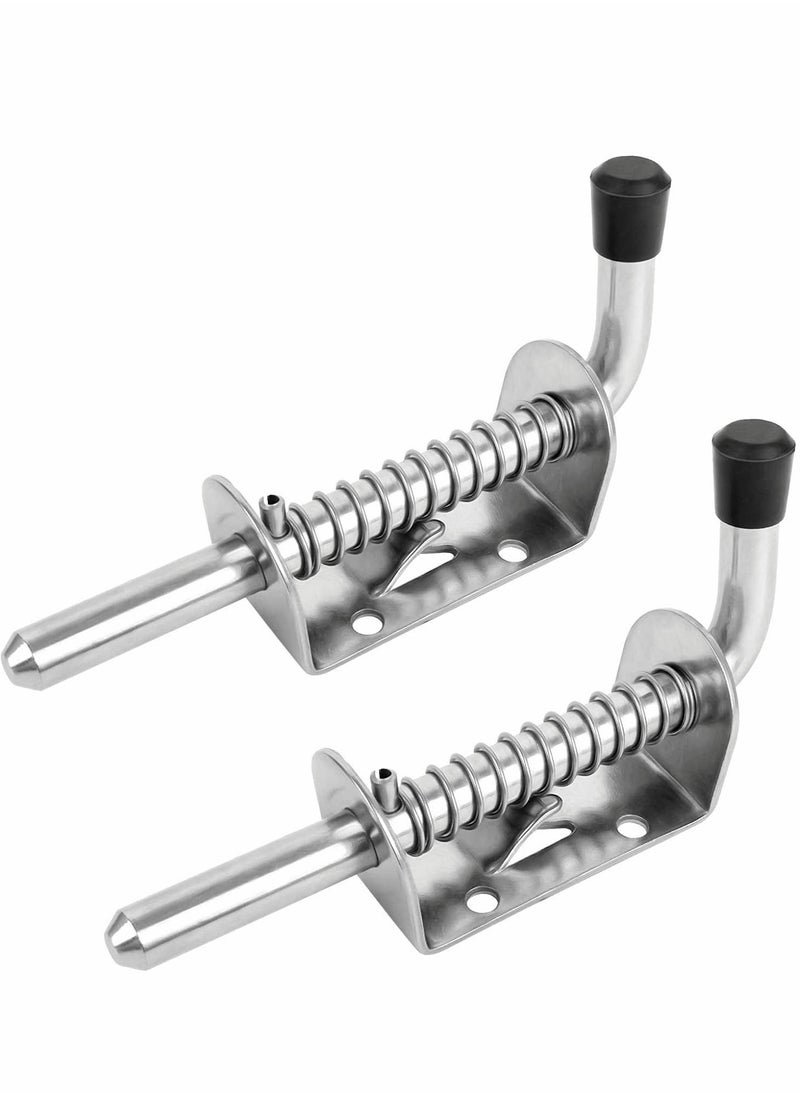 Y&D - Spring Loaded Latch, 2 Pcs 304 Stainless Steel Barrel Bolt Metal Lock with Grip, 128 mm Heavy Duty Latch Pin - Image 1