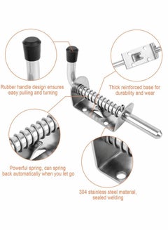 Y&D Spring Loaded Latch, 2 Pcs 304 Stainless Steel Barrel Bolt Metal Lock with Grip, 128 mm Heavy Duty Latch Pin  - Image 4