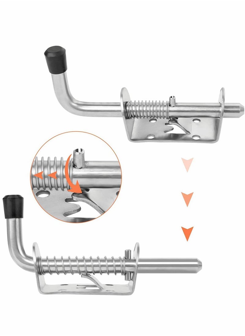 Y&D - Spring Loaded Latch, 2 Pcs 304 Stainless Steel Barrel Bolt Metal Lock with Grip, 128 mm Heavy Duty Latch Pin - Image 1