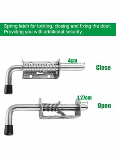 Y&D Spring Loaded Latch, 2 Pcs 304 Stainless Steel Barrel Bolt Metal Lock with Grip, 128 mm Heavy Duty Latch Pin  - Image 5