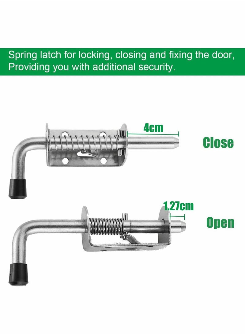 Y&D - Spring Loaded Latch, 2 Pcs 304 Stainless Steel Barrel Bolt Metal Lock with Grip, 128 mm Heavy Duty Latch Pin - Image 1