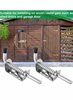 Y&D Spring Loaded Latch, 2 Pcs 304 Stainless Steel Barrel Bolt Metal Lock with Grip, 128 mm Heavy Duty Latch Pin  - Image 2