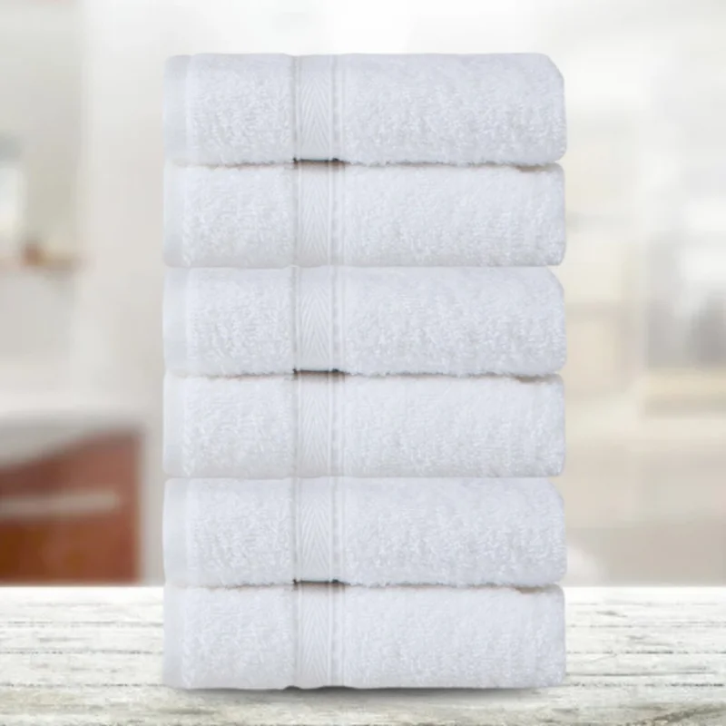 Efabrika Luna 100% Cotton 6 Piece 30X30 Hand Face Towel Set - White