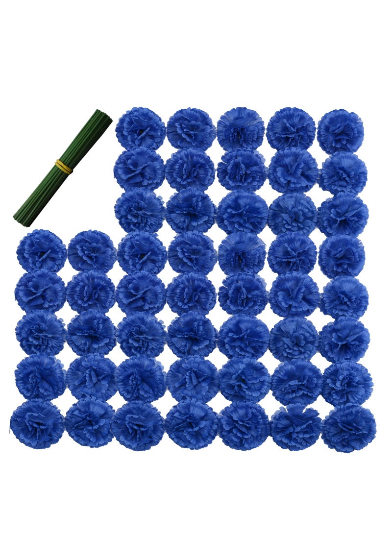 Eternal Blossom Eternal Blossom Silk Carnation Flower 50 Blue Artificial Flowers Used for Wedding Decoration DIY Handmade Flowers Carnation Flower Diameter 35 Inches and 6 Inches Stem 