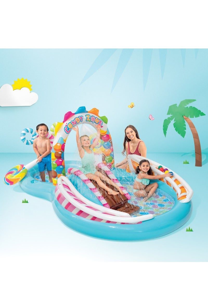 Candy Zone Unique Design Candy Inflatable Swimming Pool With Slide,Colorful Printing Water Slide Play Center,Kid Portable Inflatable Spray Water Pool,Security Lightweight Funny - Image 2
