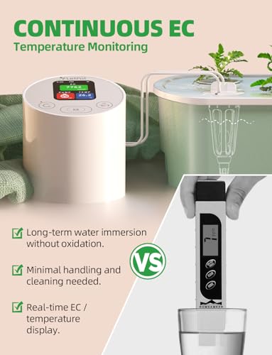 LetPot EC & Temperature Meter with APP and Water Pump Multi-Layer Electroplated Probe, Water Shortage Reminder, Conductivity Meter for Hydroponic System and Indoor Plant Grow (with Pump) - Image 2