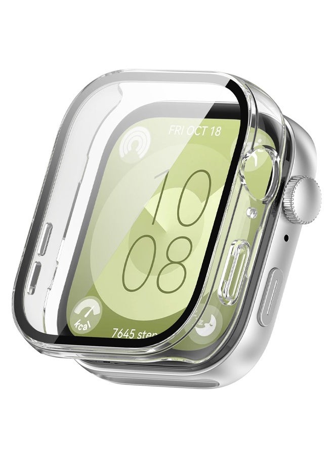 Generic - Case Compatible with HUAWEI Watch Fit 3 Watch Glass Protective Film Hard Plastic Frame HUAWEI Watch Fit 3 Watch Case Clear - Image 1