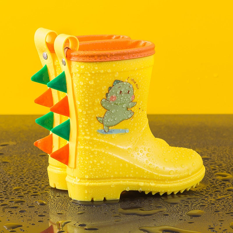 Children'S Raincoat Boy'S Transparent Brim Yellow Duck Poncho Full-Body Lengthened Girls' Waterproof Dinosaur Bundle Rain Boots Set - Image 1