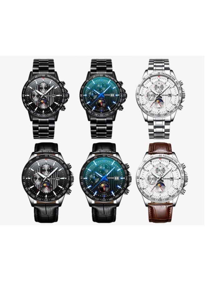 SENO Men's Fashion Quartz Watch with Calendar Luminous Dial Waterproof Wristwatch for Daily Business Casual Wear - Image 5
