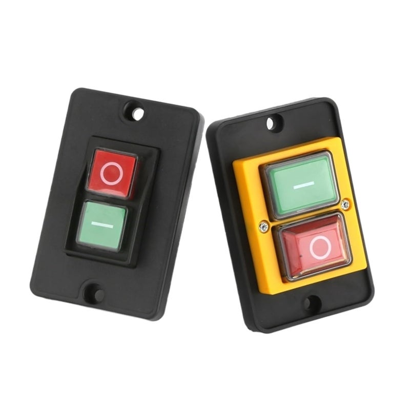 110 فولت مفتاح كهرومغناطيسي بدء زر ضغط كبير لوحة مقبس 4 دبوس أسود لمعدات آلة الأدوات - Image 4