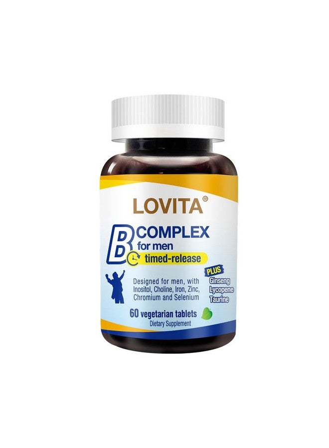 Lovita لوفيتا ب مركب للإفراز المتأخر للرجال | دعم الطاقة لمدة 8 ساعات وعمليات الأيض الغذائية مع 10 فيتامينات ب، أقراص نباتية (60 حبة) - Image 1