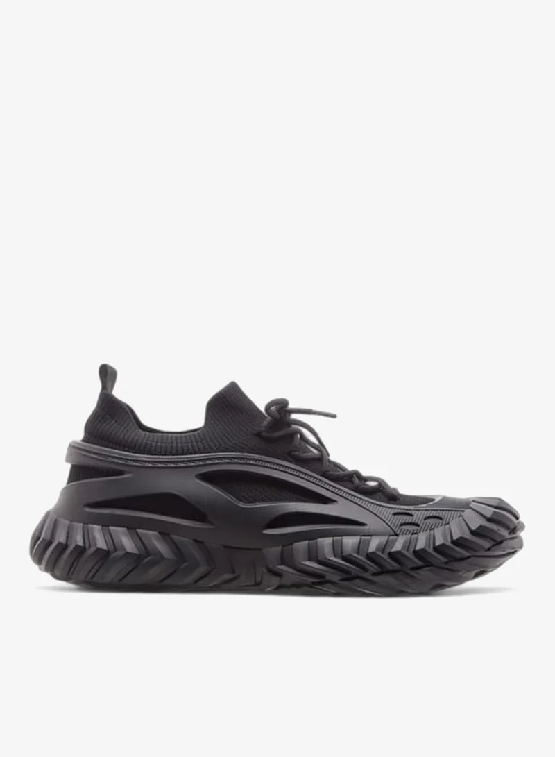 Lee Cooper BLACK Men's Panelled Sneakers with Lace-Up Closure for Men | Best Price UAE
