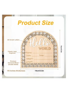 Generic Wooden Newborn Announcement Sign, Rattan Hello World Birth Announcement Sign, Baby Name Plaque for Girl Boy Photo Prop Baby Shower Nursery Hospital, Baby Shower Gift  - Image 4