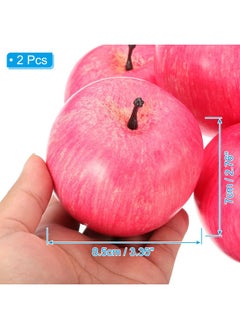 PATIKIL PATIKIL 2 Pcs Artificial Apples, Foam Simulation Fake Pink Apple Lifelike Realistic Faux Fake Fruit Model for Home Kitchen Party Decoration, Photography Props  - Image 2
