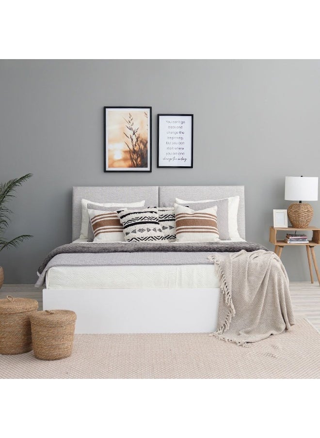 DANUBE HOME Palomeze 150 x 200 Queen Bed with Hydraulic Storage & Headboard â€“ Modern, Space-Saving Bedroom Bed with Hidden Storage, Comfortable Sleep & Stylish Design - White / Black  - Image 1