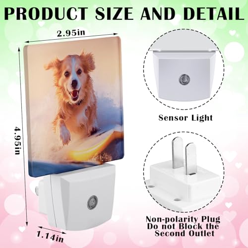 Tujoe 6 Pcs Valentine's Day Plug in Night Light Sublimation Plug into Wall with Light Sensor Flat Acrylic White LED Nightlight Craft for Valentines Bedroom Hallway Stairs Decor(Square) - Image 2