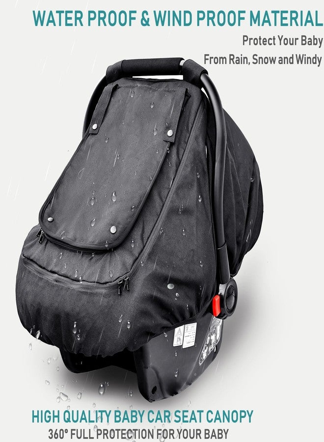 YVMVDV Waterproof Baby Car Seat Cover，YVMVDV Patented Cold Weather Carseat Cover for Babies,Infant Car Seat Cover Canopy for Boy Girls,Windproof Car Seat Canopy, Keeps Babies Warm and Cozy Black - Image 2
