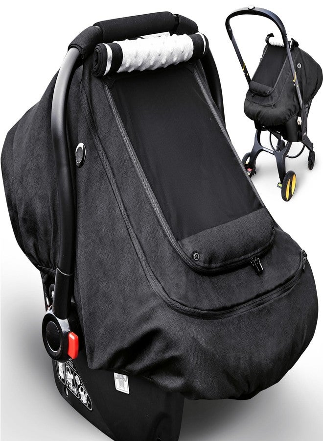 YVMVDV Waterproof Baby Car Seat Cover，YVMVDV Patented Cold Weather Carseat Cover for Babies,Infant Car Seat Cover Canopy for Boy Girls,Windproof Car Seat Canopy, Keeps Babies Warm and Cozy Black - Image 1