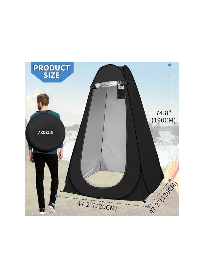 AKOZLIN Shower And Toilet Multipurpose Outdoor Changing Tent, Pop-Up Changing Tent, Foldable Portable Toilet Tent, Outdoor Changing Tent For Camping/Beach, Black - Image 2
